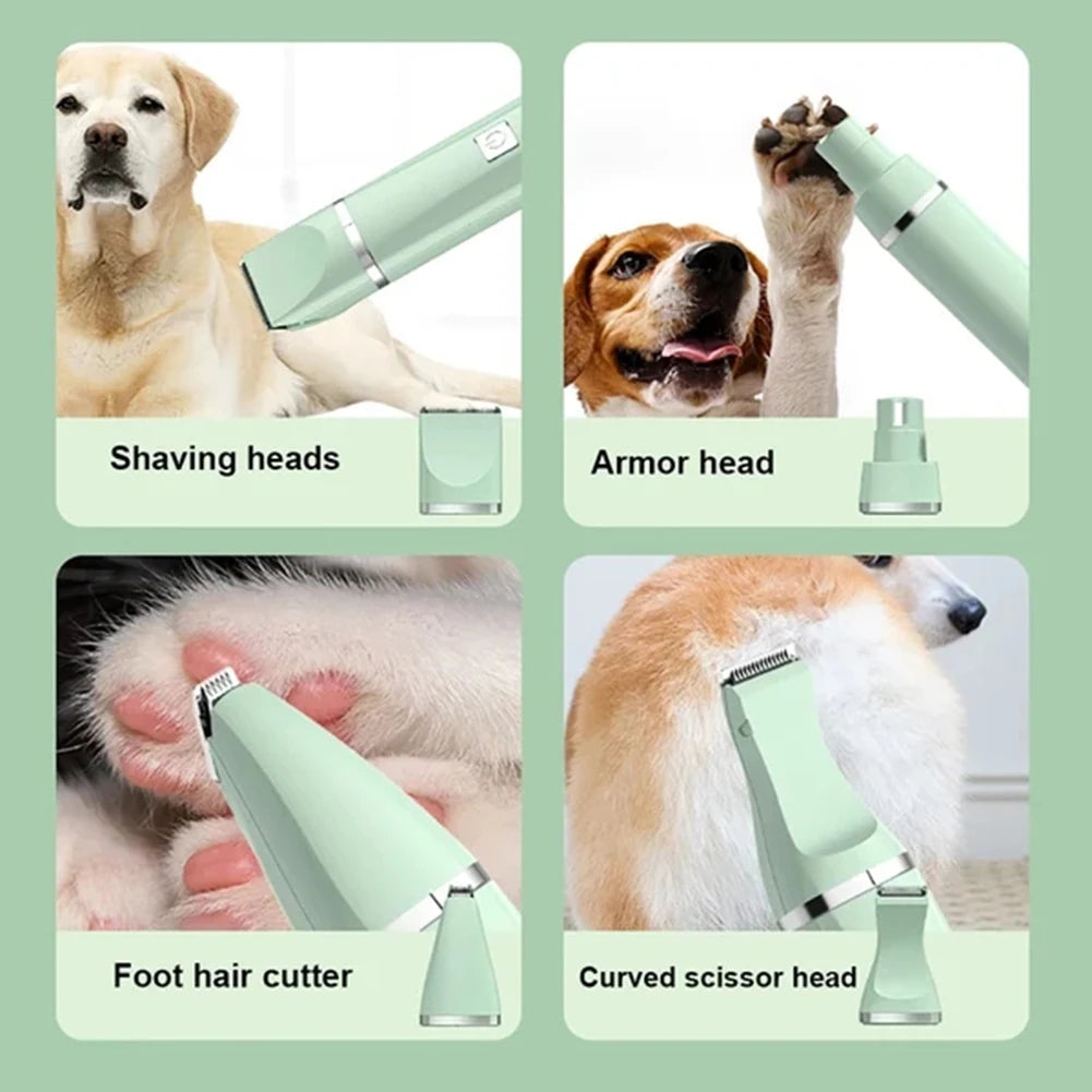 4 In 1 Pet Grooming Set Electric Push Shears Scissor Shaver Dog Hair Clipper Rechargeable Animal Hair Trimmer Tool Pet Supplies